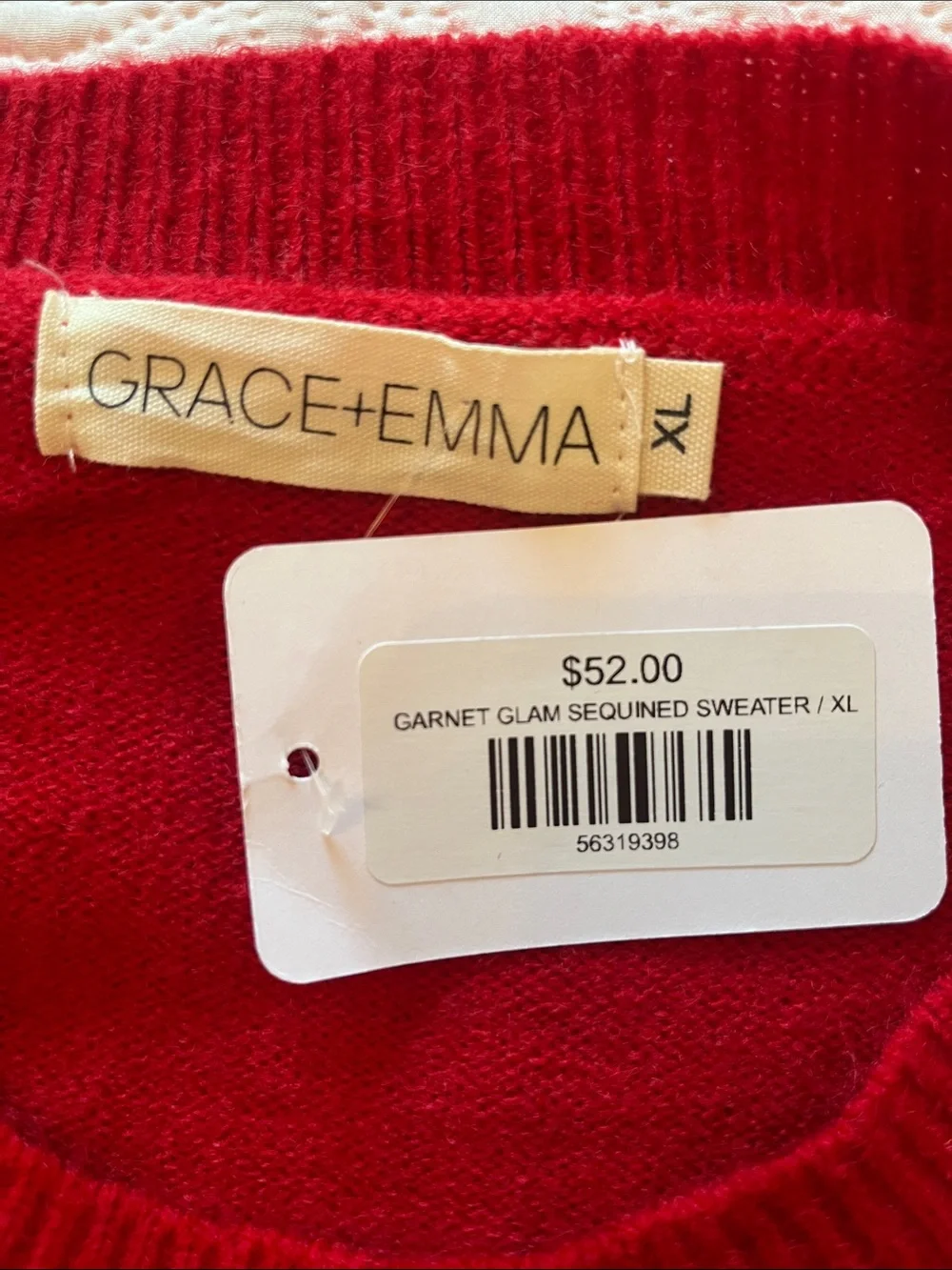 NWT Grace + Emma Red Glam Sequin Sweater - Picture 5 of 7
